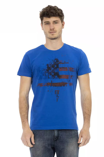 Blue Cotton Men T-Shirt