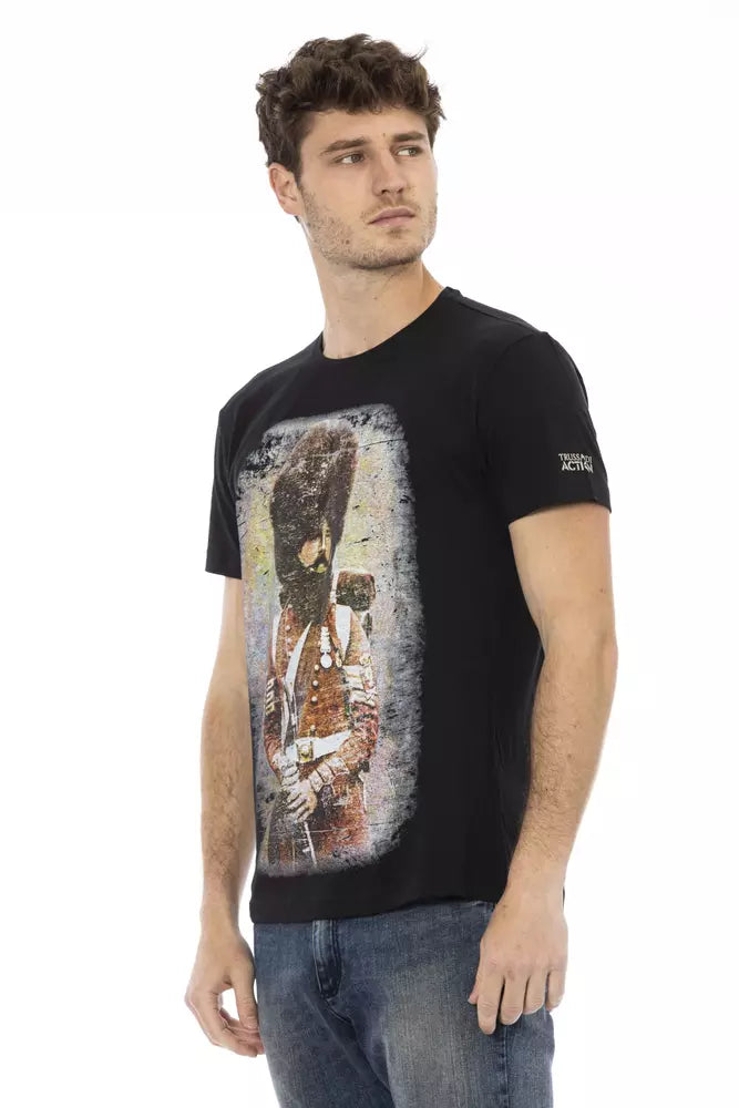 Black Cotton Men T-Shirt