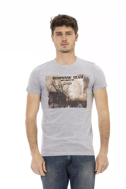 Gray Cotton Men T-Shirt