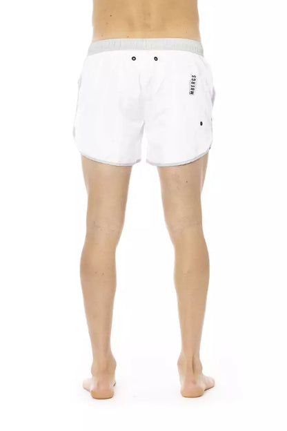 White Polyester Men Swim Short