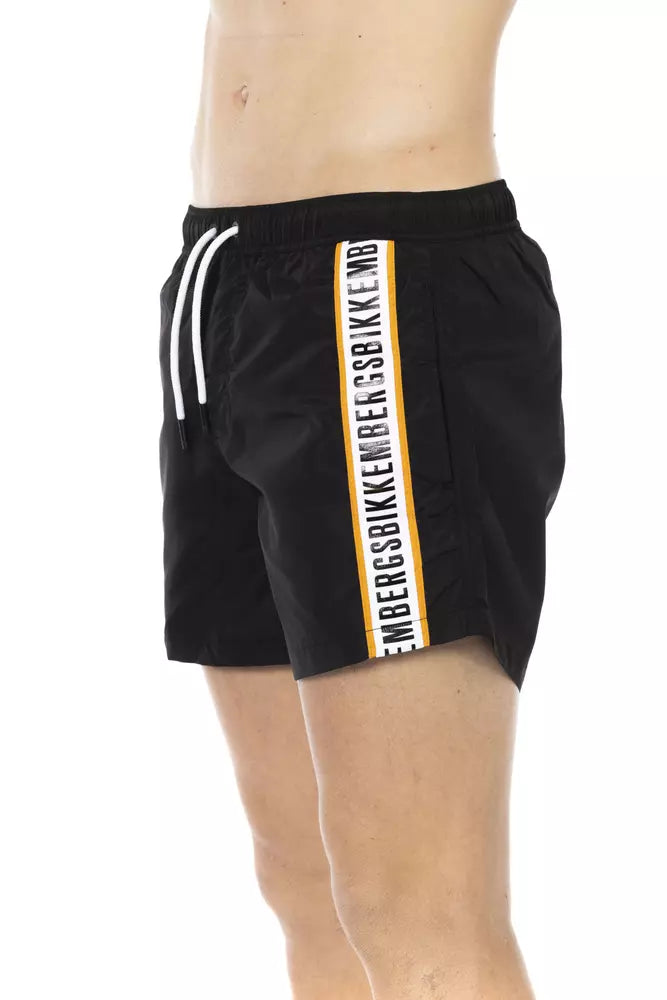 Black Polyamide Men Swim Short