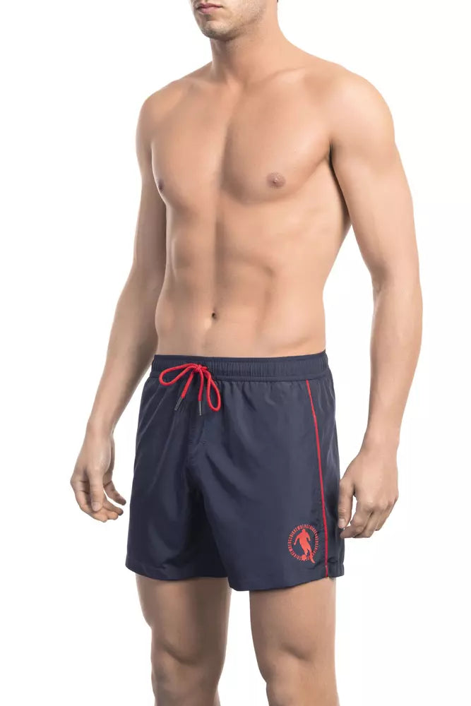 Blue Polyester Men Swim Short