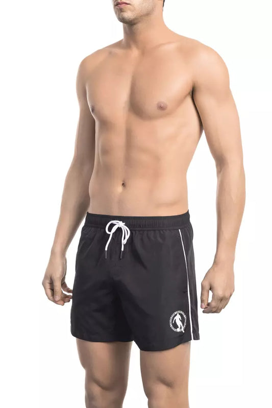 Black Polyester Men Swim Short