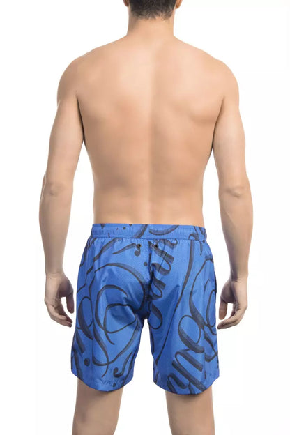 Blue Polyester Men Swim Short