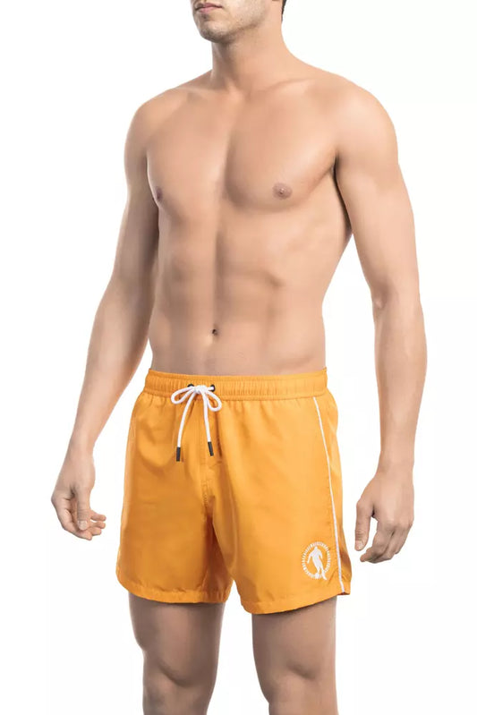 "Orange Polyester Men Swim Short"