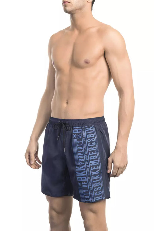 Blue Polyester Men Swim Short