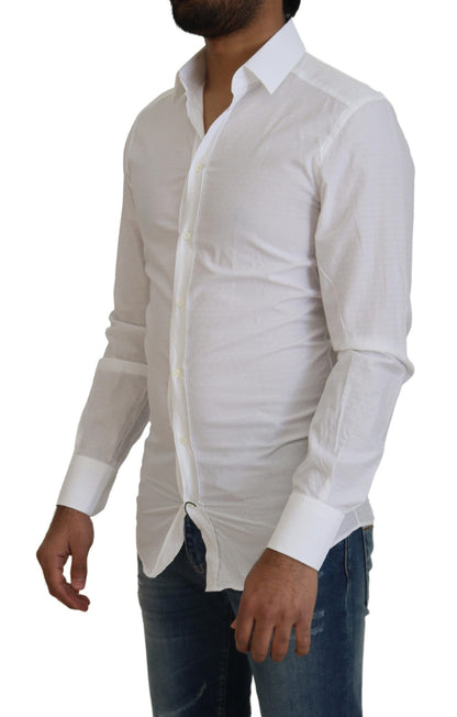 Elegant White Cotton Dress Shirt Slim Fit