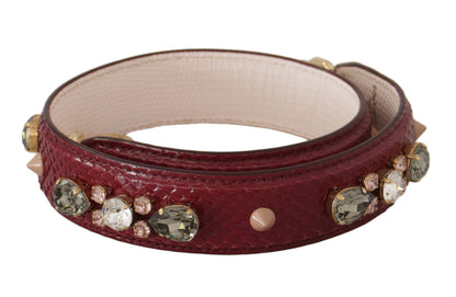 Elegant Python Leather Bag Strap in Bordeaux