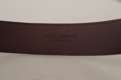 Elegant Maroon Leather Belt with Engraved Buckle