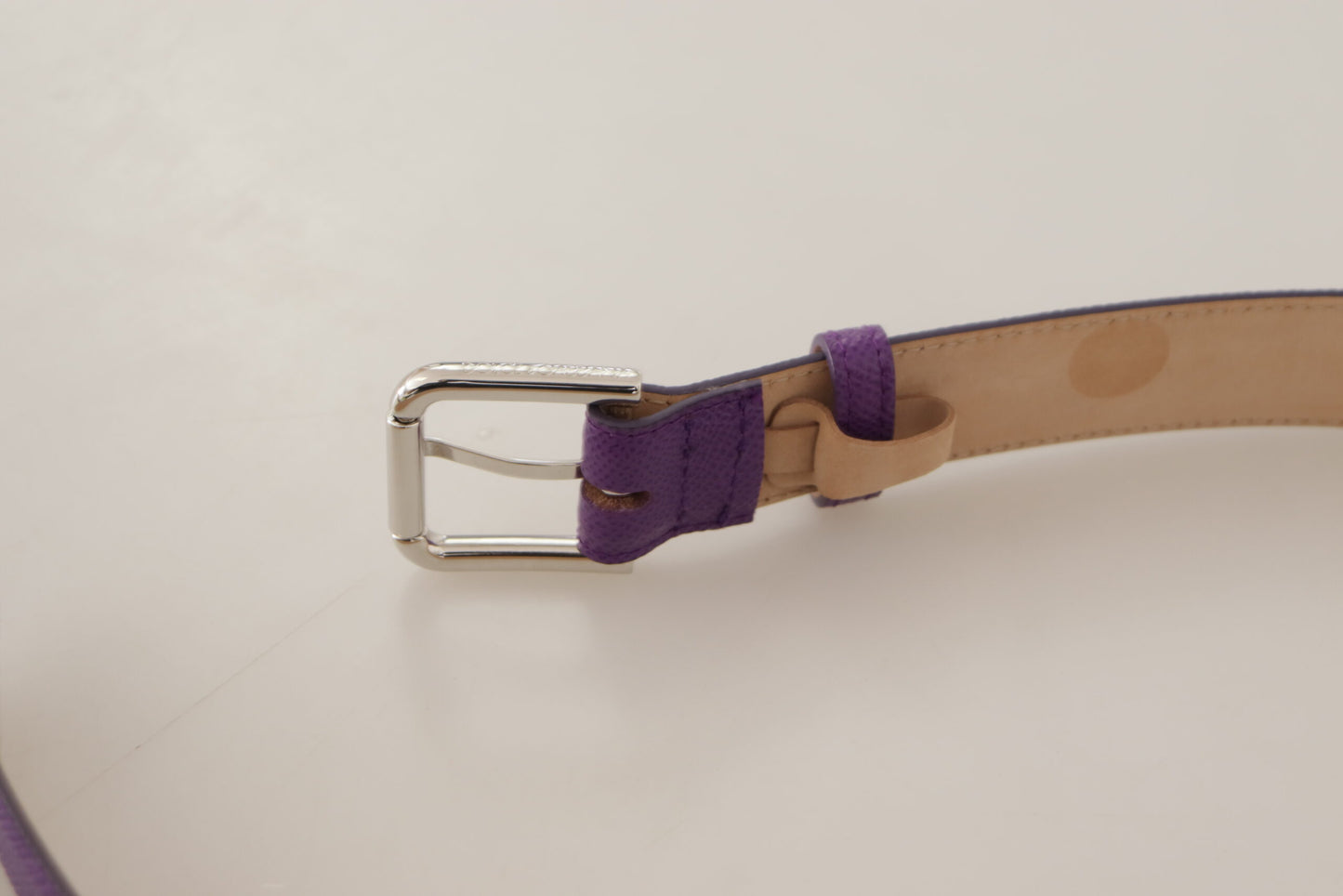 Elegant Purple Leather Belt with Logo Buckle