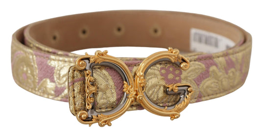 Chic Gold and Pink Leather Belt