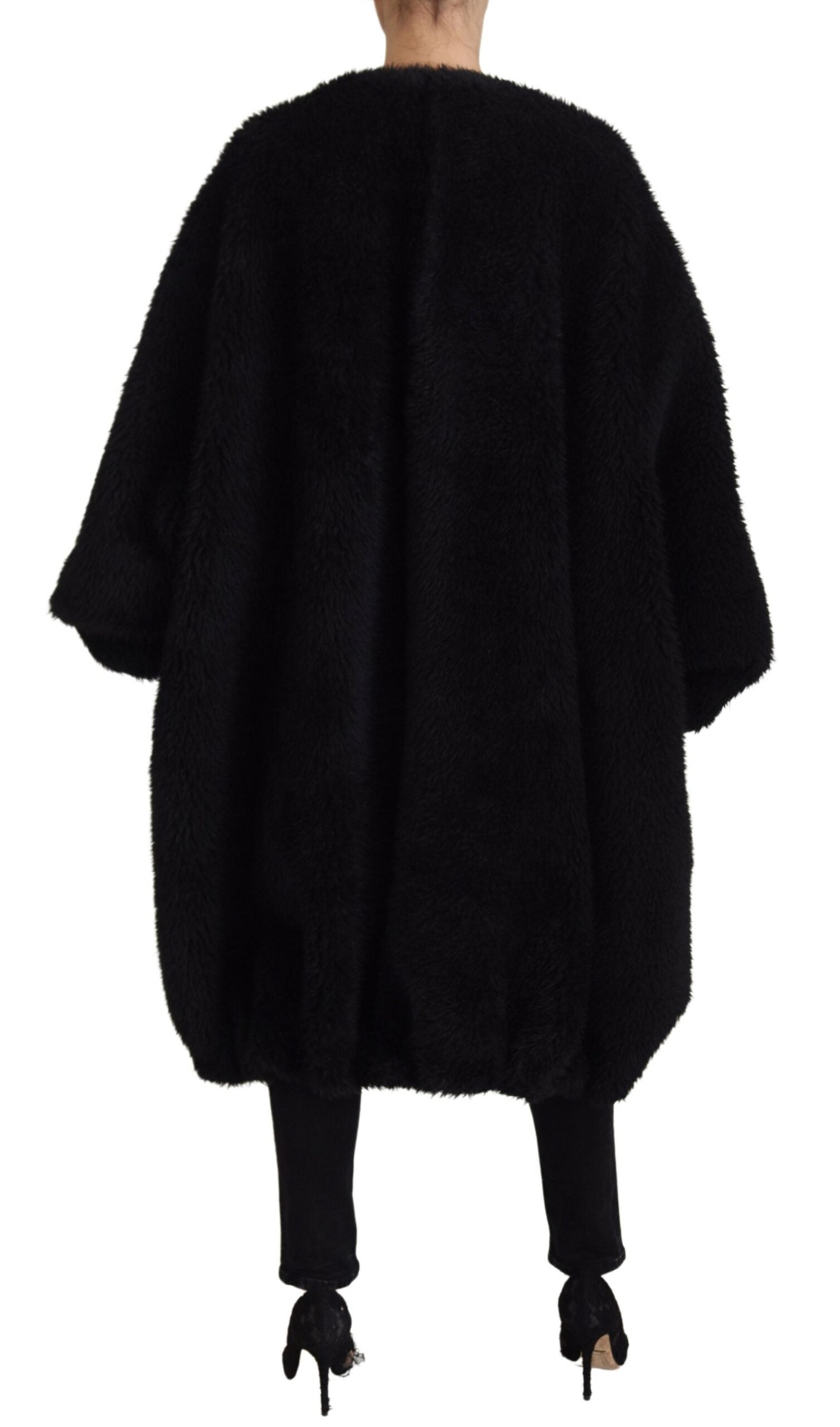 Elegant Black Cashmere Blend Overcoat Jacket