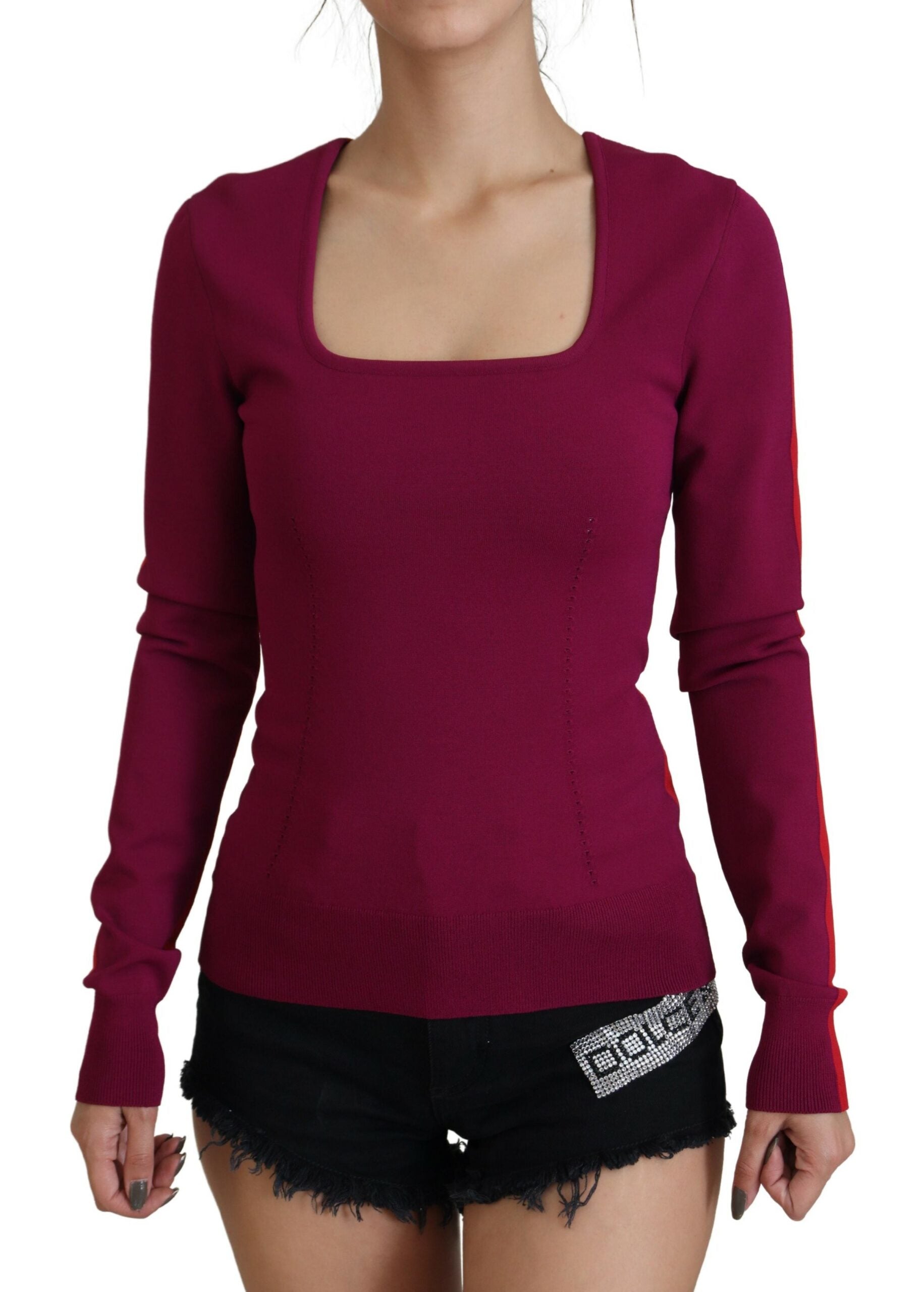 Multicolor Square Neck Pullover Sweater