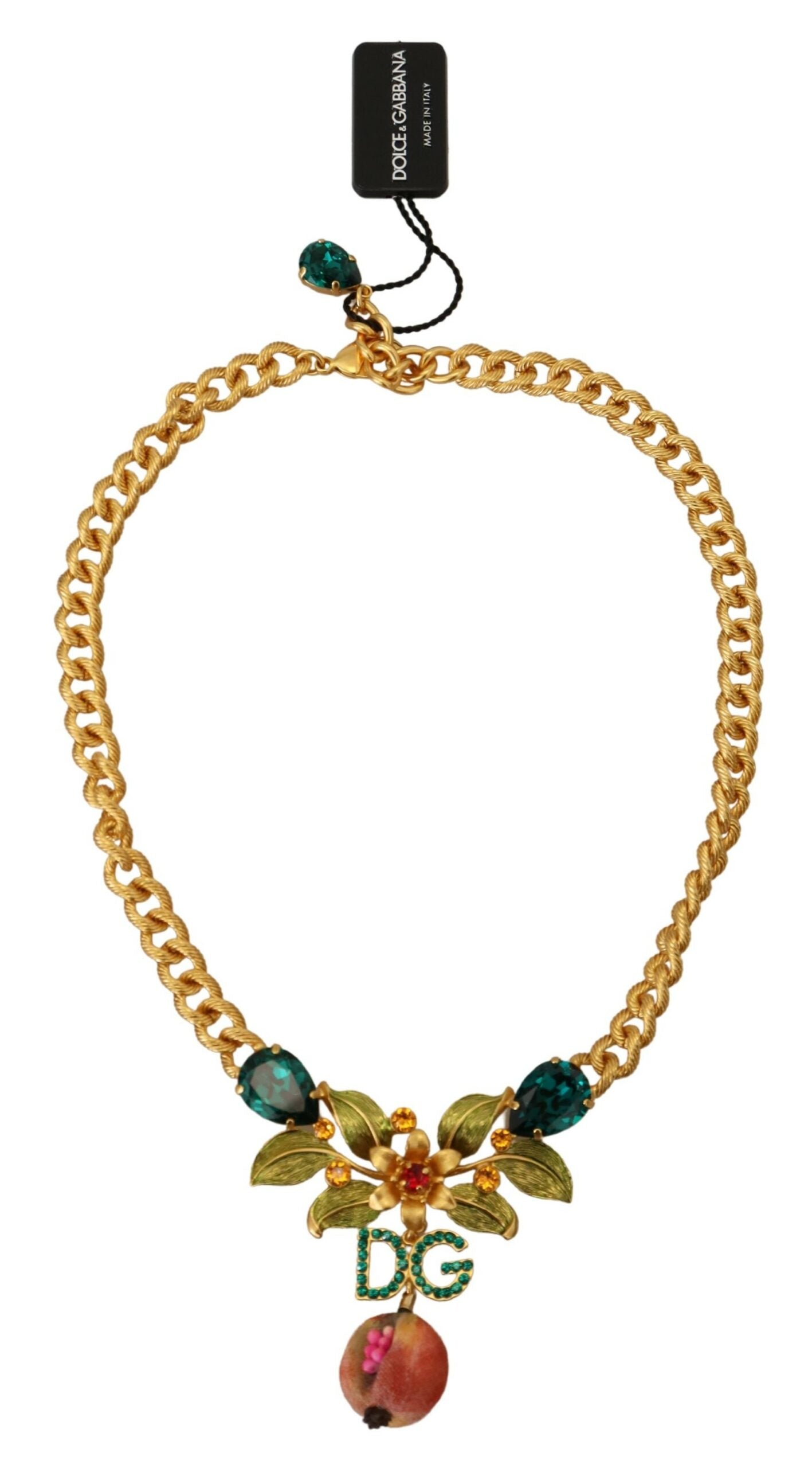 Elegant Gold-Tone Floral Fruit Necklace