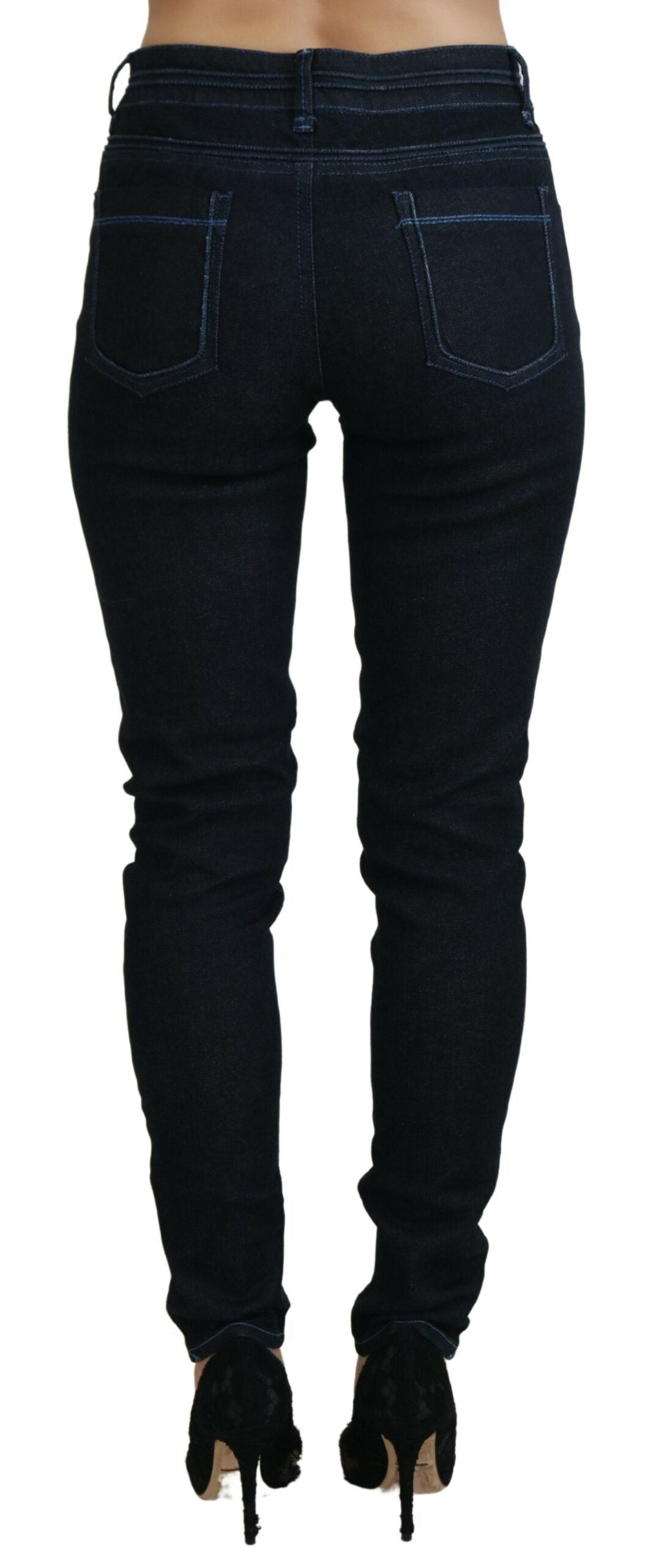 Chic Slim-Fit Cotton Denim in Dark Blue