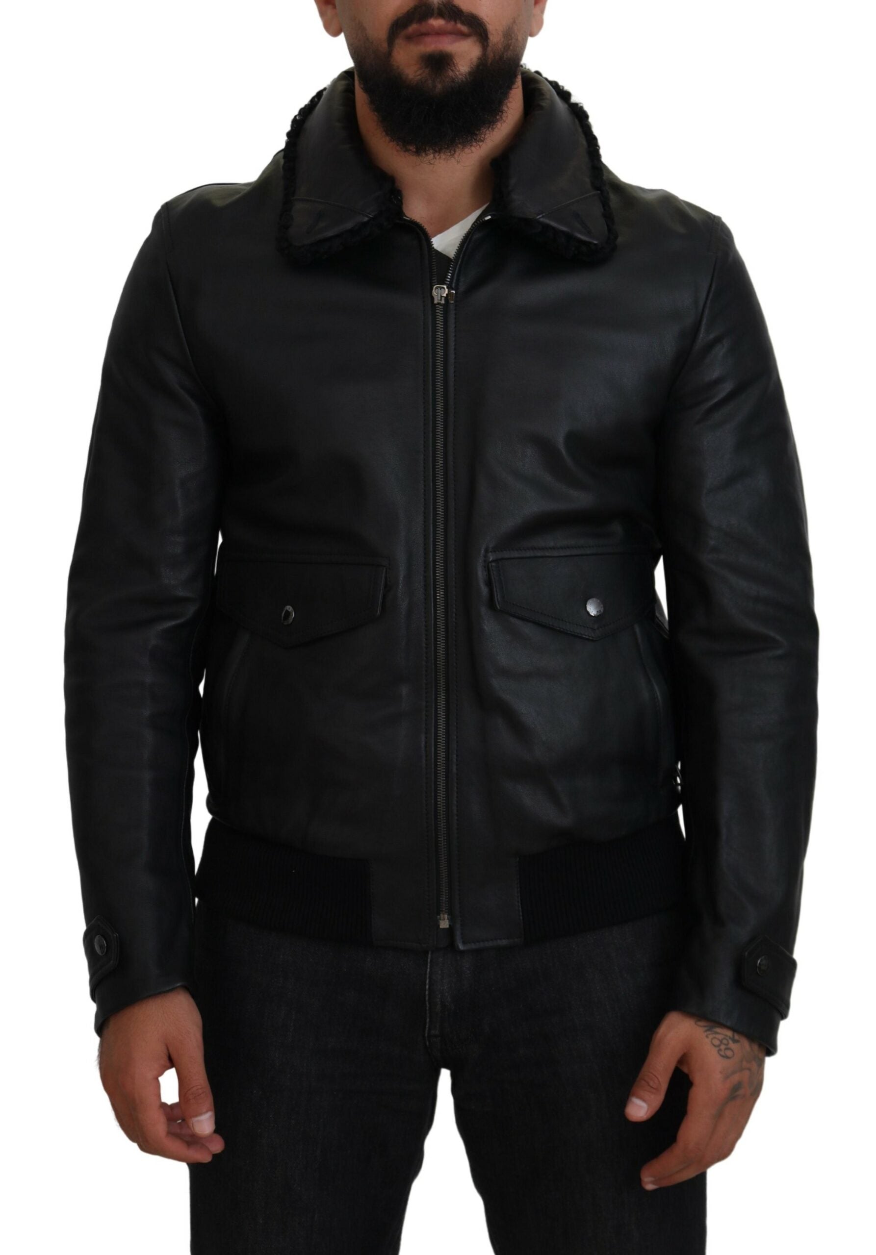 Chic Black Leather Silk-Lined Jacket