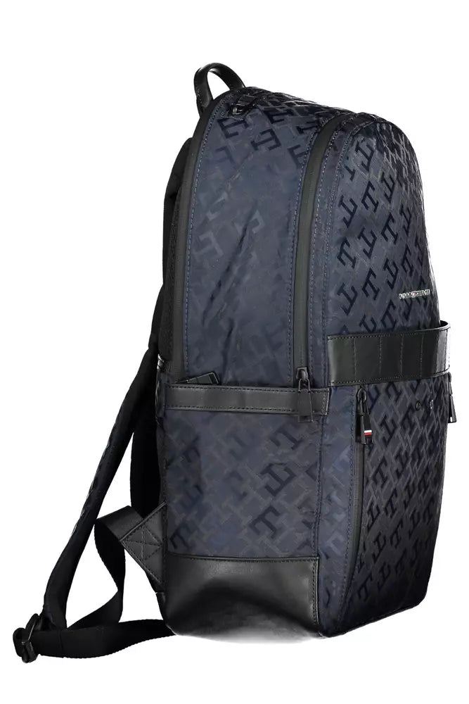 Blue Polyester Men Backpack