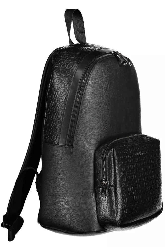 Black Polyester Men Backpack