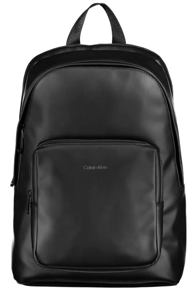 Black Polyester Men Backpack