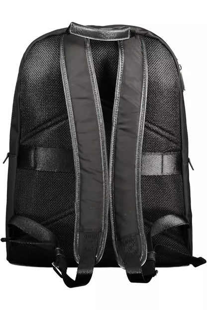 Black Polyester Men Backpack