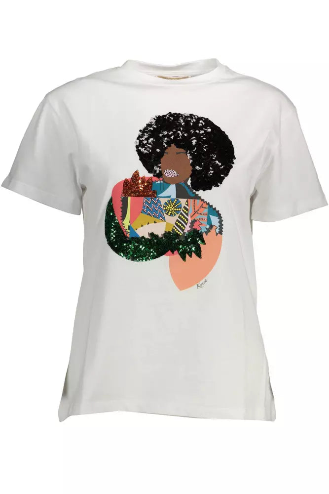 White Cotton Women T-Shirt