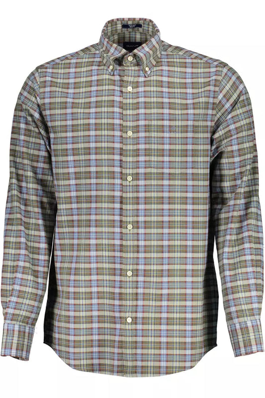 Green Cotton Men Shirt