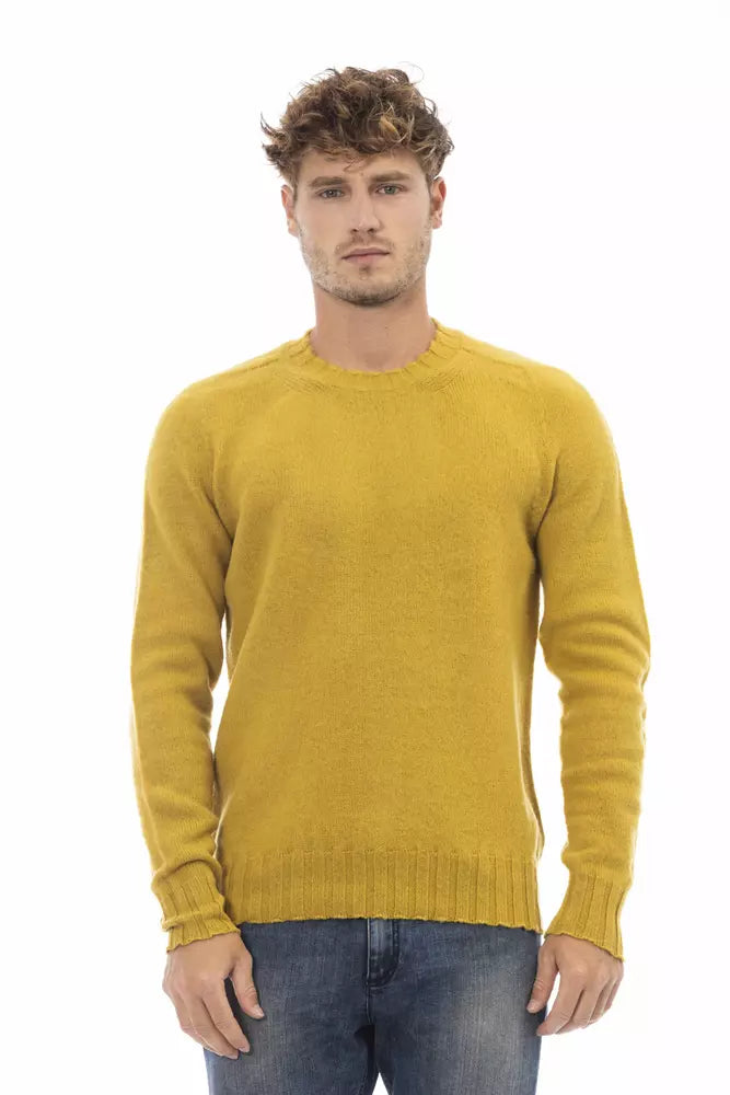 Yellow Wool Men Sweater