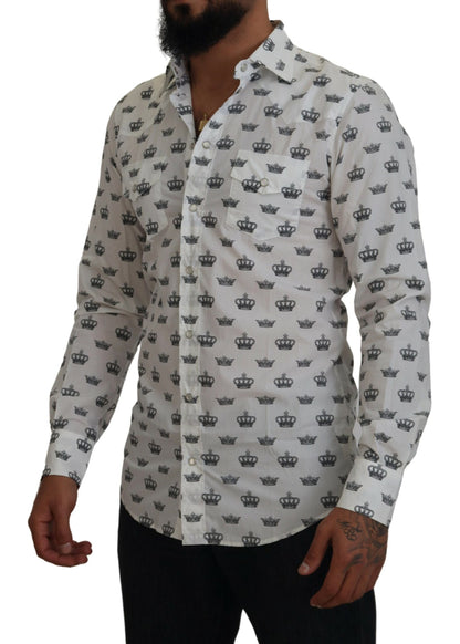 Slim Fit Crown Print Dress Shirt