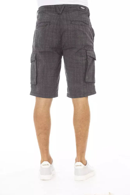 Black Cotton Men Cargo Short