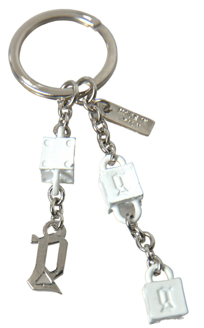 Silver Brass Logo Charm Keychain