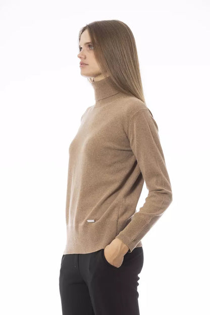 Beige Wool Women Sweater