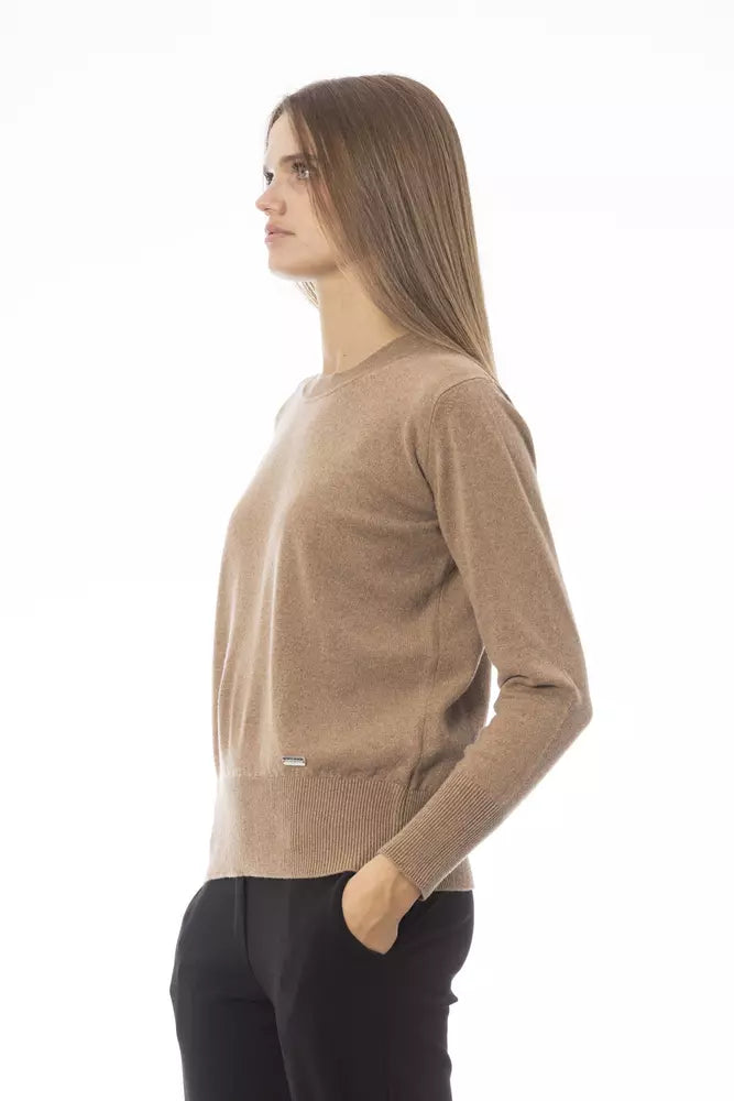 Beige Wool Women Sweater