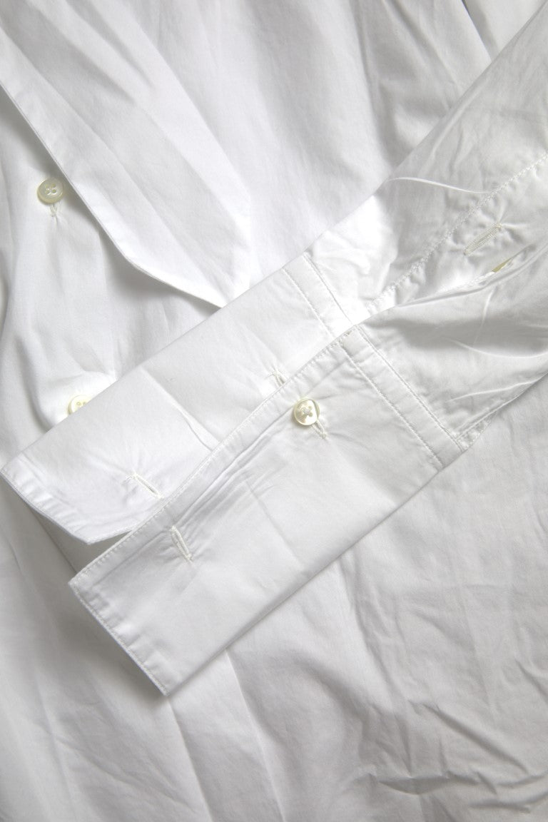 Elegant White Cotton Long Sleeve Shirt