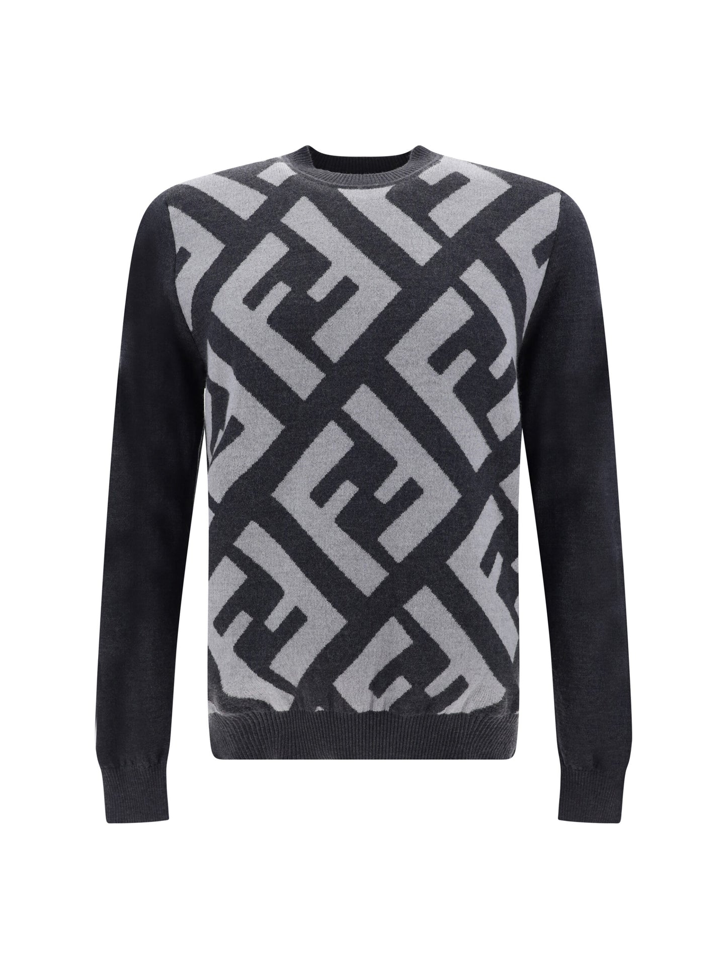 Chic Grey Wool Iconic Logo Sweater