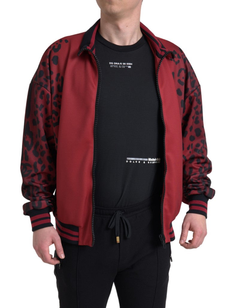 Red Leopard Print Bomber Jacket