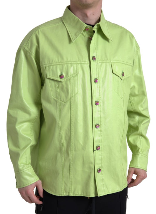 Elegant Light Green Cotton Button Down Shirt