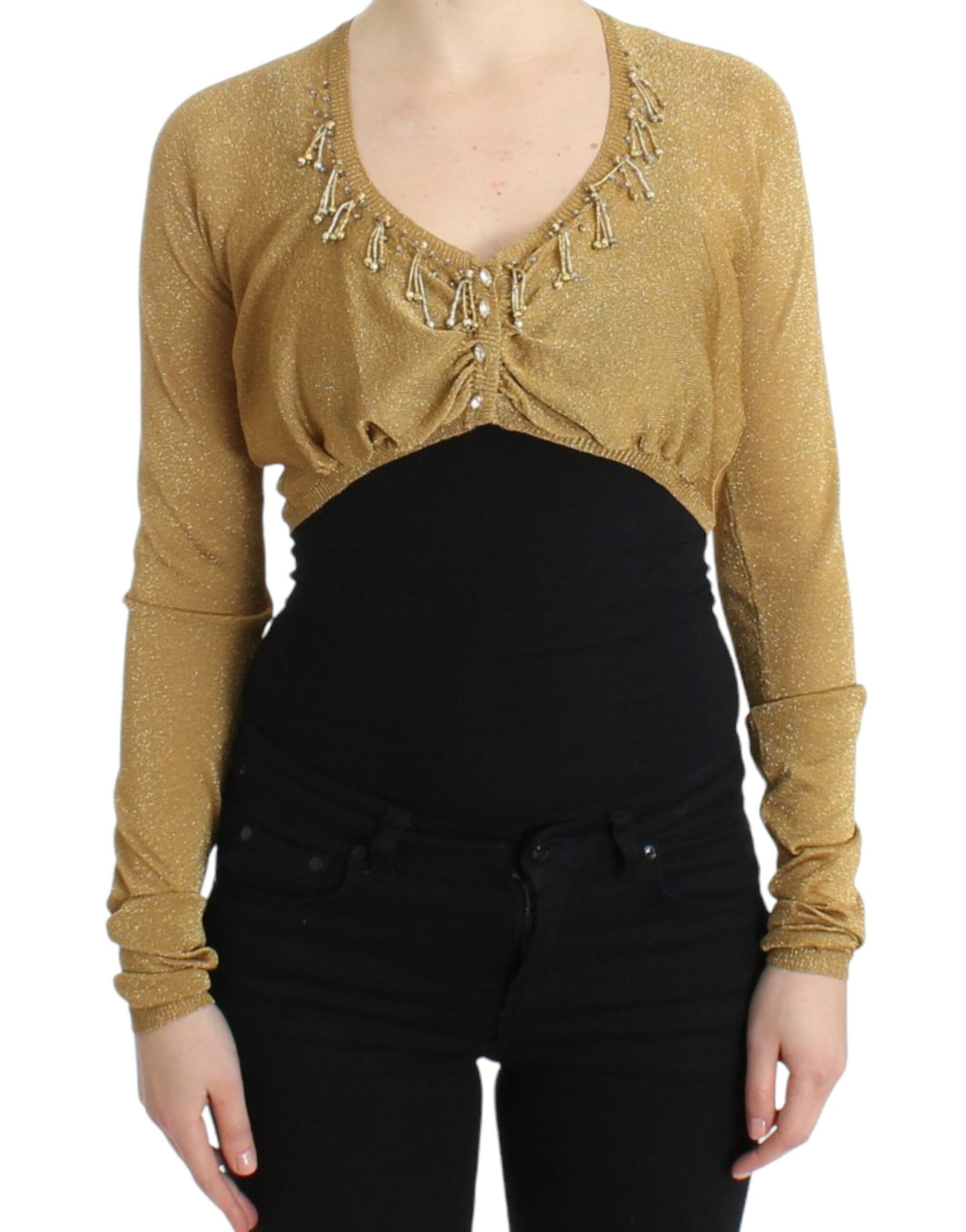 Embellished Gold Shimmer Shrug