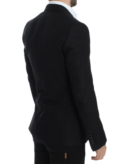 Elegant Black Silk Blend Sicilia Blazer