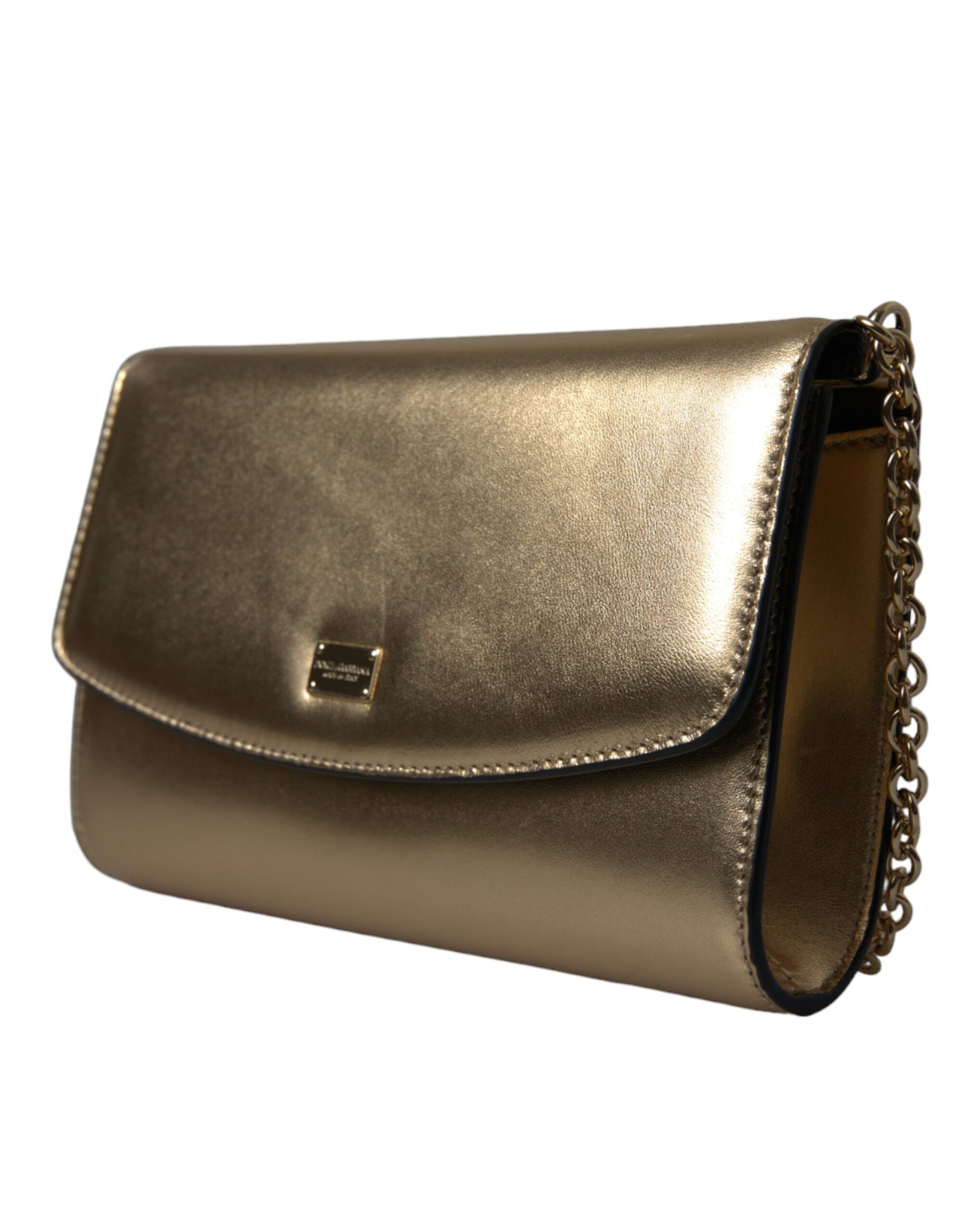 Elegant Metallic Gold Leather Crossbody Purse