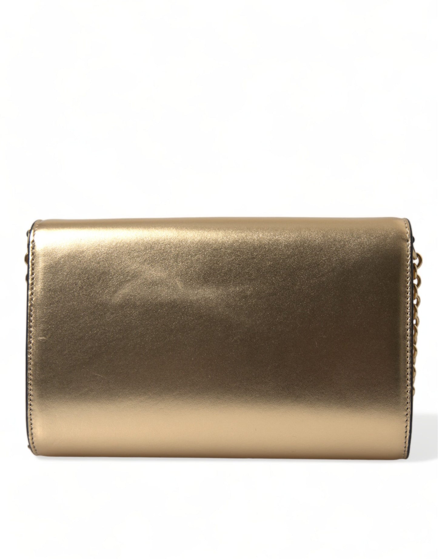 Elegant Metallic Gold Leather Crossbody Purse