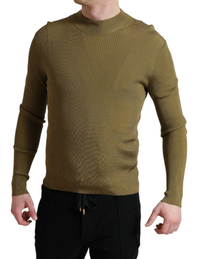 Army Green Viscose Crew Neck Sweater