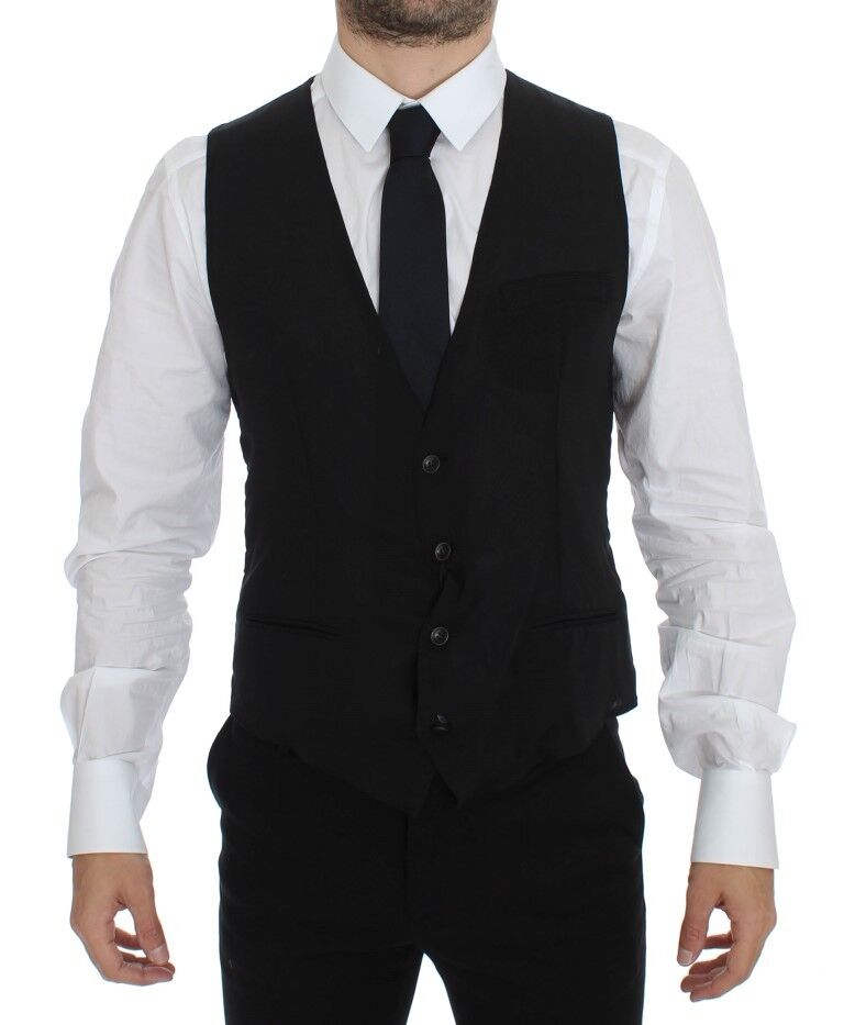 Elegant Black Wool Dress Vest