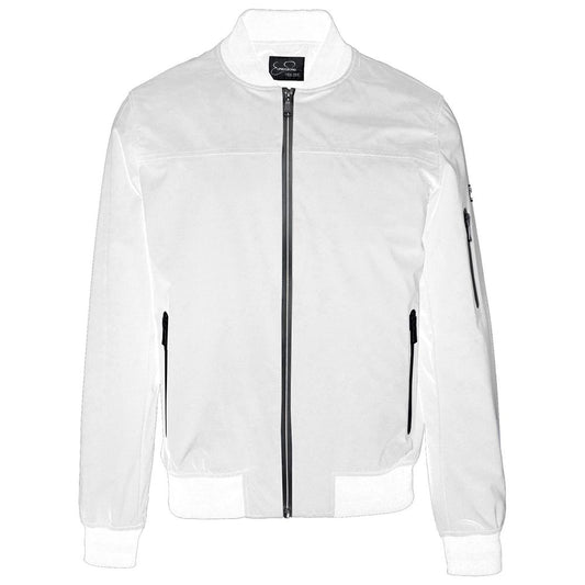 White Nylon Men Bomber Jacket