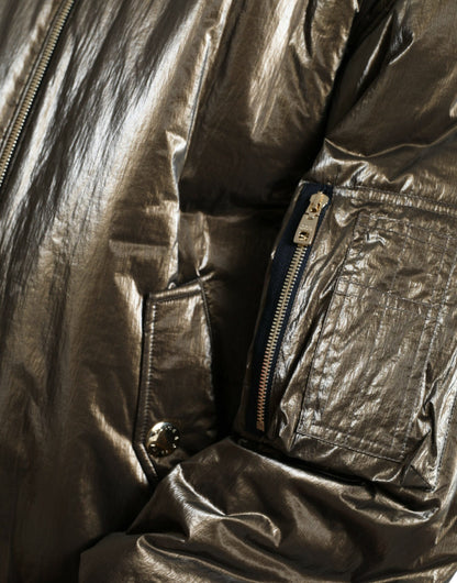 Elegant Bronze Bomber Jacket