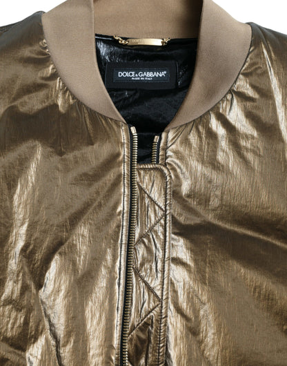 Elegant Bronze Bomber Jacket