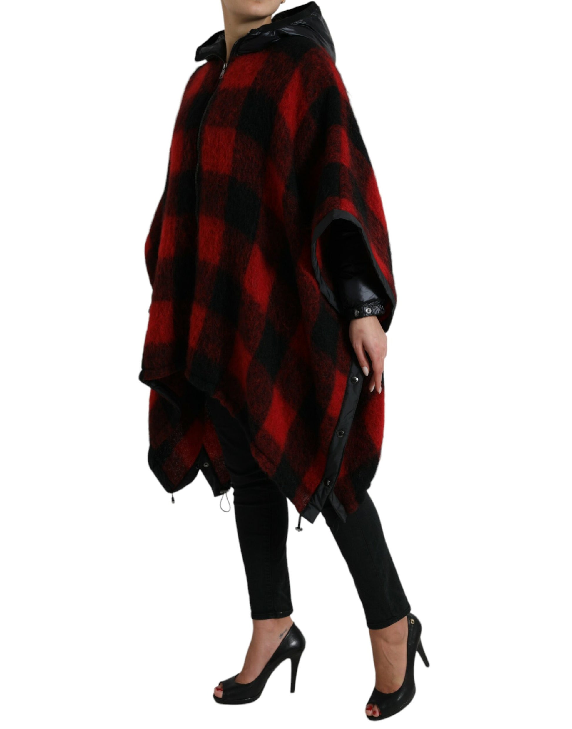 Elegant Buffalo Check Poncho Jacket