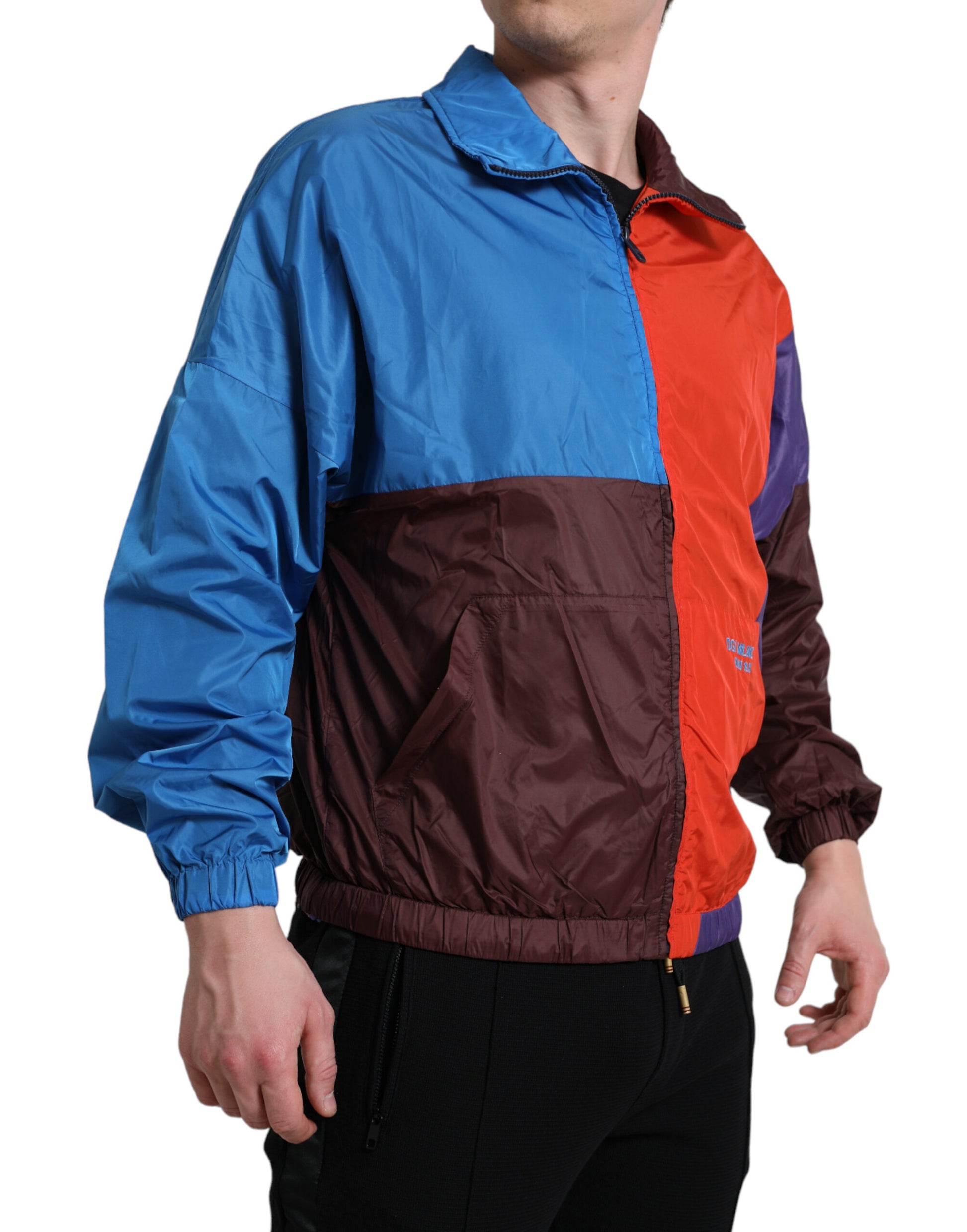 Multicolor Techno Fabric Windbreaker Jacket