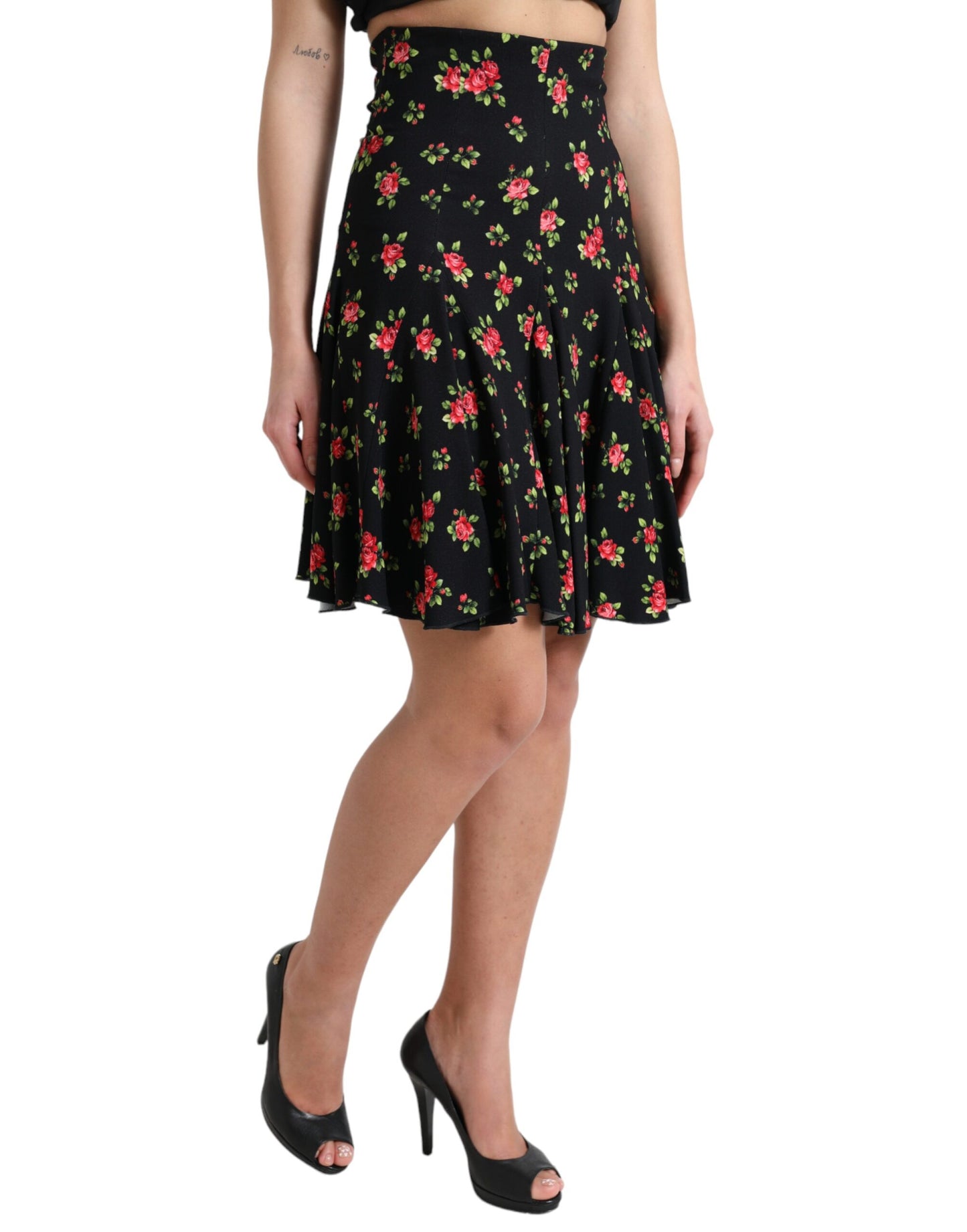 Floral A-Line Mini Skirt with High Waist