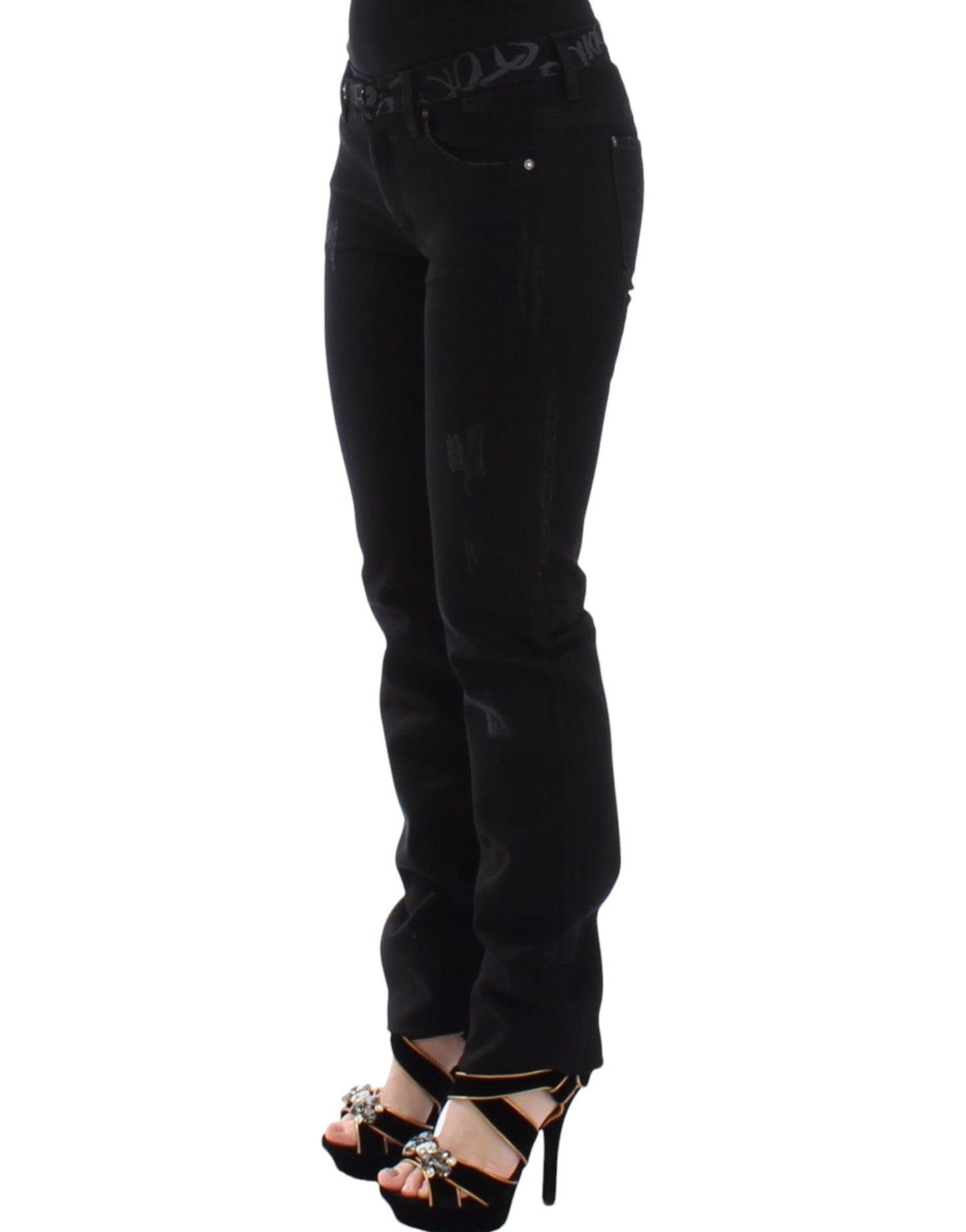 Chic Black Skinny Statement Jeans