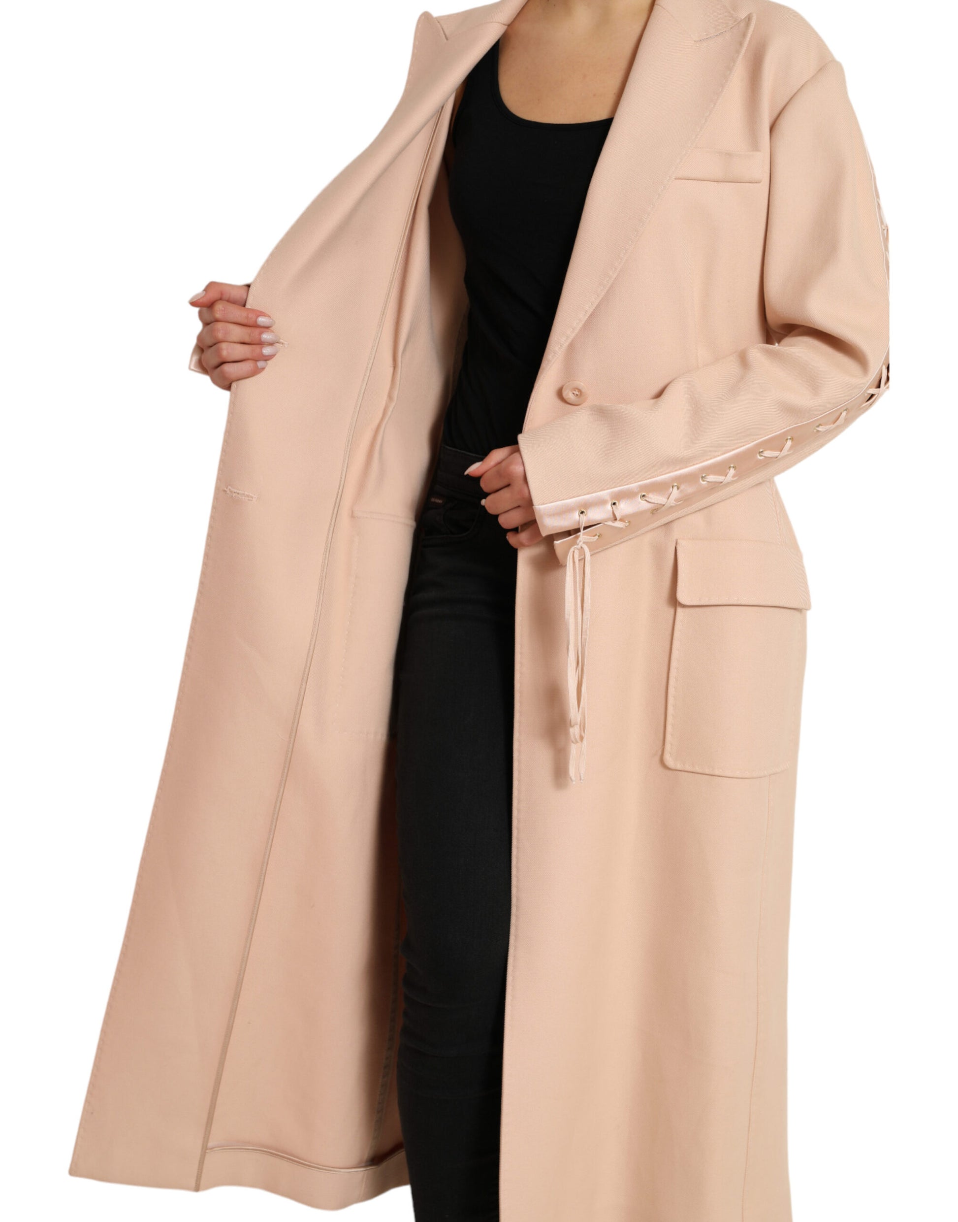 Elegant Beige Single-Breasted Trench Coat